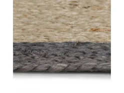 Clicnbuy Alfombra De Salón|Alfombra Redonda^Alfombra de yute tejida a mano con borde oscuro 150 cm Gris