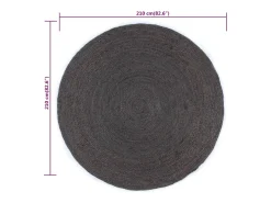 Clicnbuy Alfombra Redonda^Alfombra de yute tejida a mano redonda oscuro 210 cm Gris