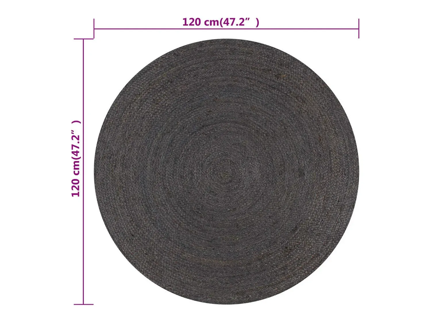 Sale Clicnbuy Alfombra de yute tejida a mano 120 cm oscuro Gris