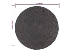 Clicnbuy Alfombra de yute tejida a mano redonda oscuro 240 cm Gris