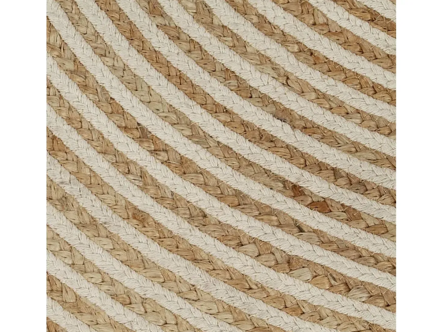 Alfombra de yute tejida a mano diseño espiral blanco 90 cm