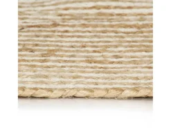 Alfombra de yute tejida a mano diseño espiral blanco 90 cm