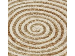 Alfombra de yute tejida a mano diseño espiral blanco 90 cm