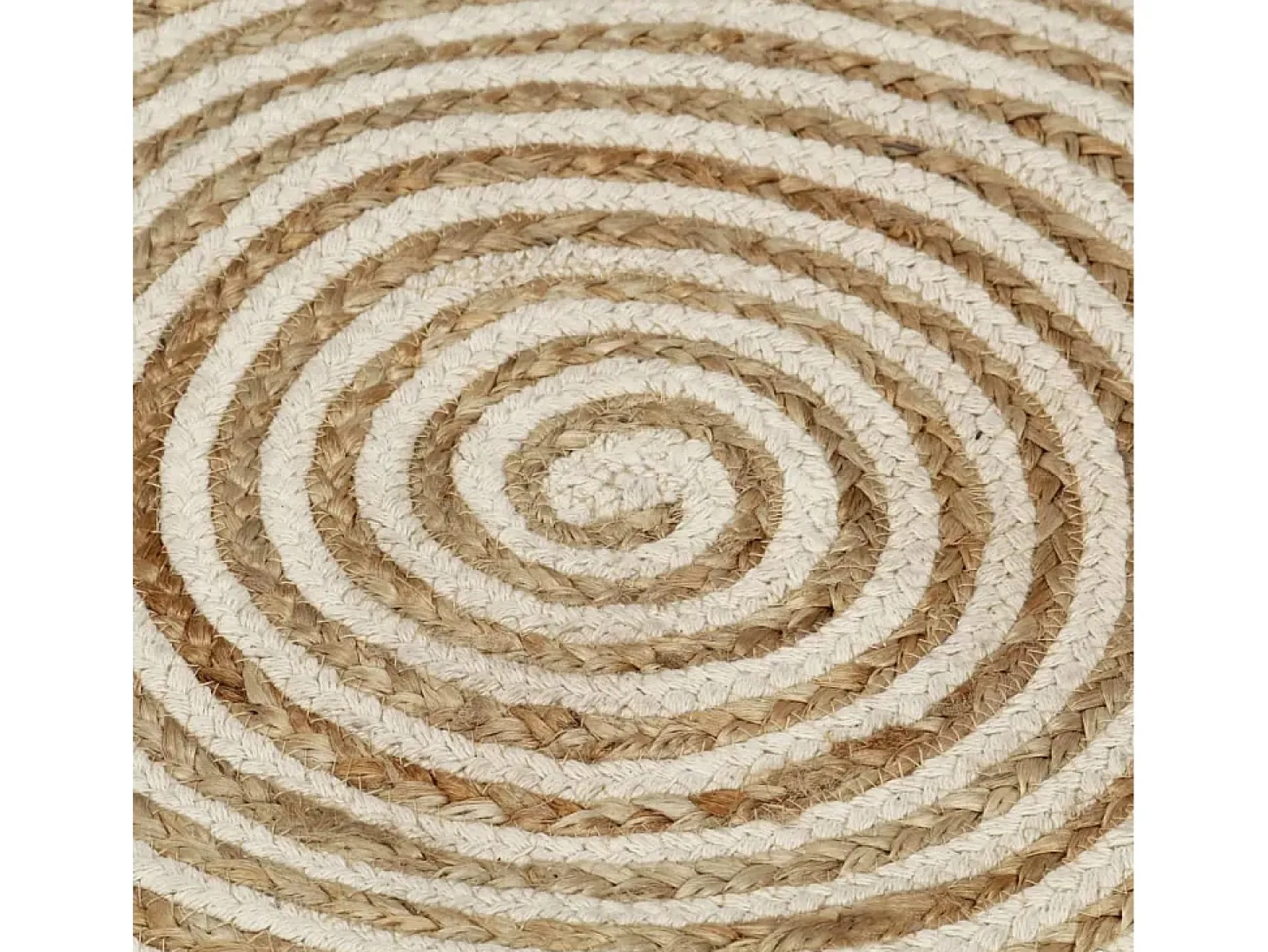 Alfombra de yute tejida a mano diseño espiral blanco 90 cm