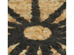 Alfombra de yute tejida a mano con estampado negro 150 cm ES83704