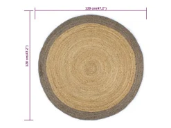 Clicnbuy Alfombra de yute tejida a mano con borde 120 cm Gris