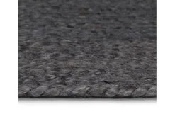 Clearance Alfombra de yute tejida a mano redonda oscuro 210 cm ES46783 Gris