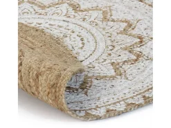 Outlet Alfombra de yute trenzado estampada redonda de 150 cm Beige