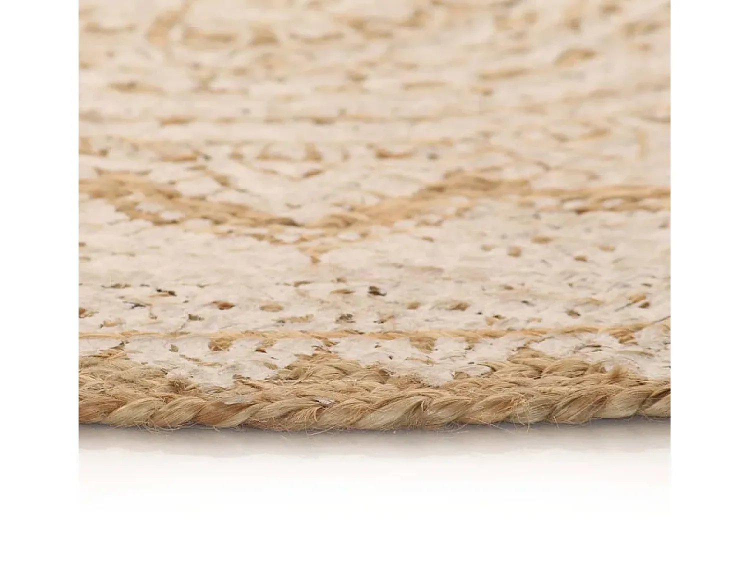 Outlet Alfombra de yute trenzado estampada redonda de 150 cm Beige
