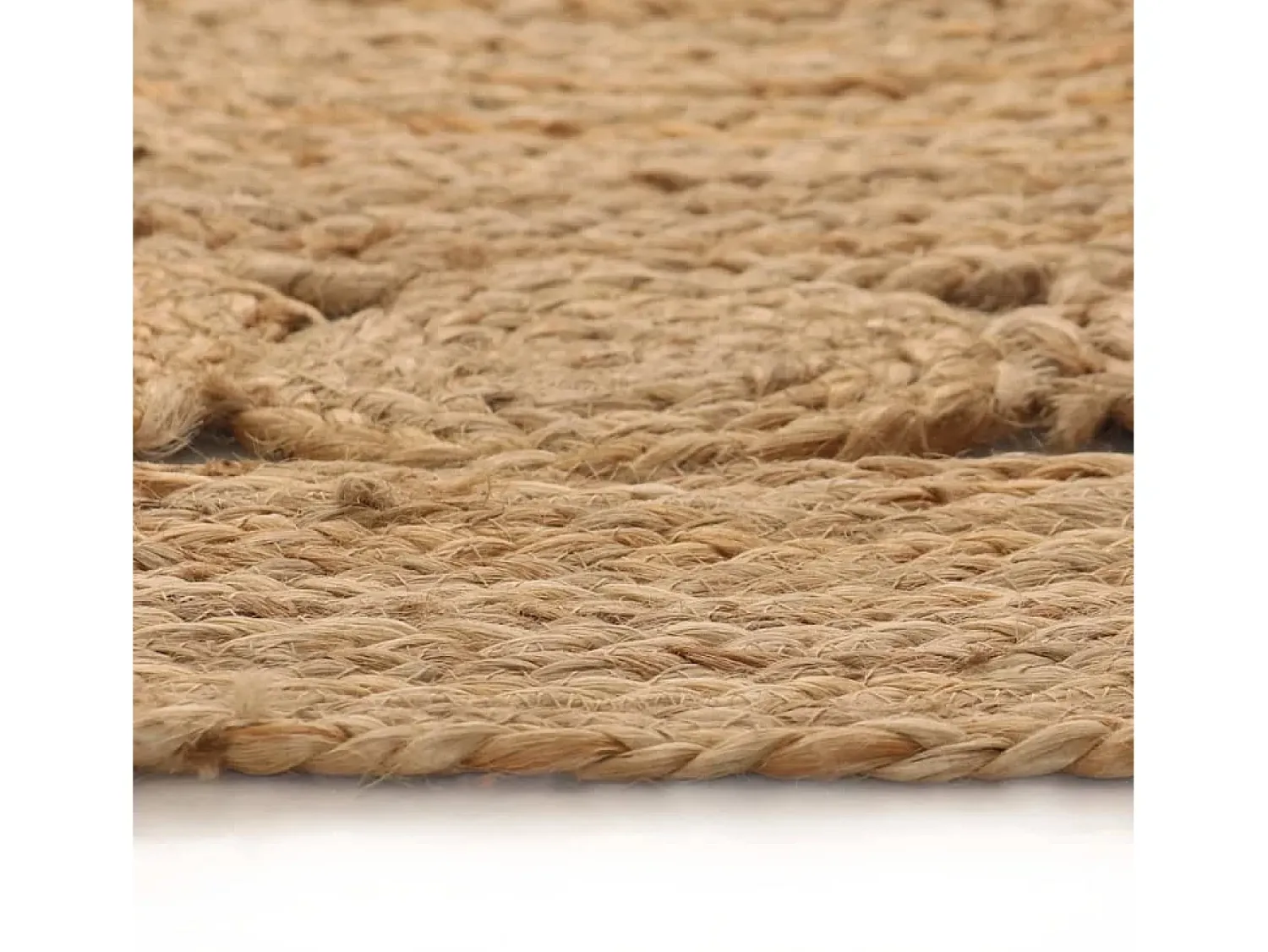 New Alfombra de yute trenzado redonda de 180 cm Beige