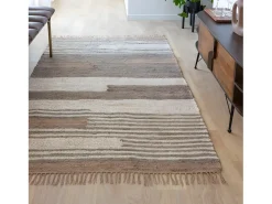 Sale Made In Meubles Alfombra de yute y algodón Robin para una decoración natural y acogedora Topo