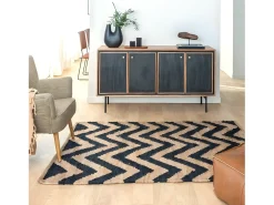 Online Made In Meubles Alfombra de yute y algodón Mathilde, diseño natural para un ambiente acogedor Negro / Beige