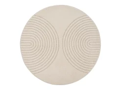 Alfombra Elisa Diseño Geométrico, Beige, 120 cm, Redondo