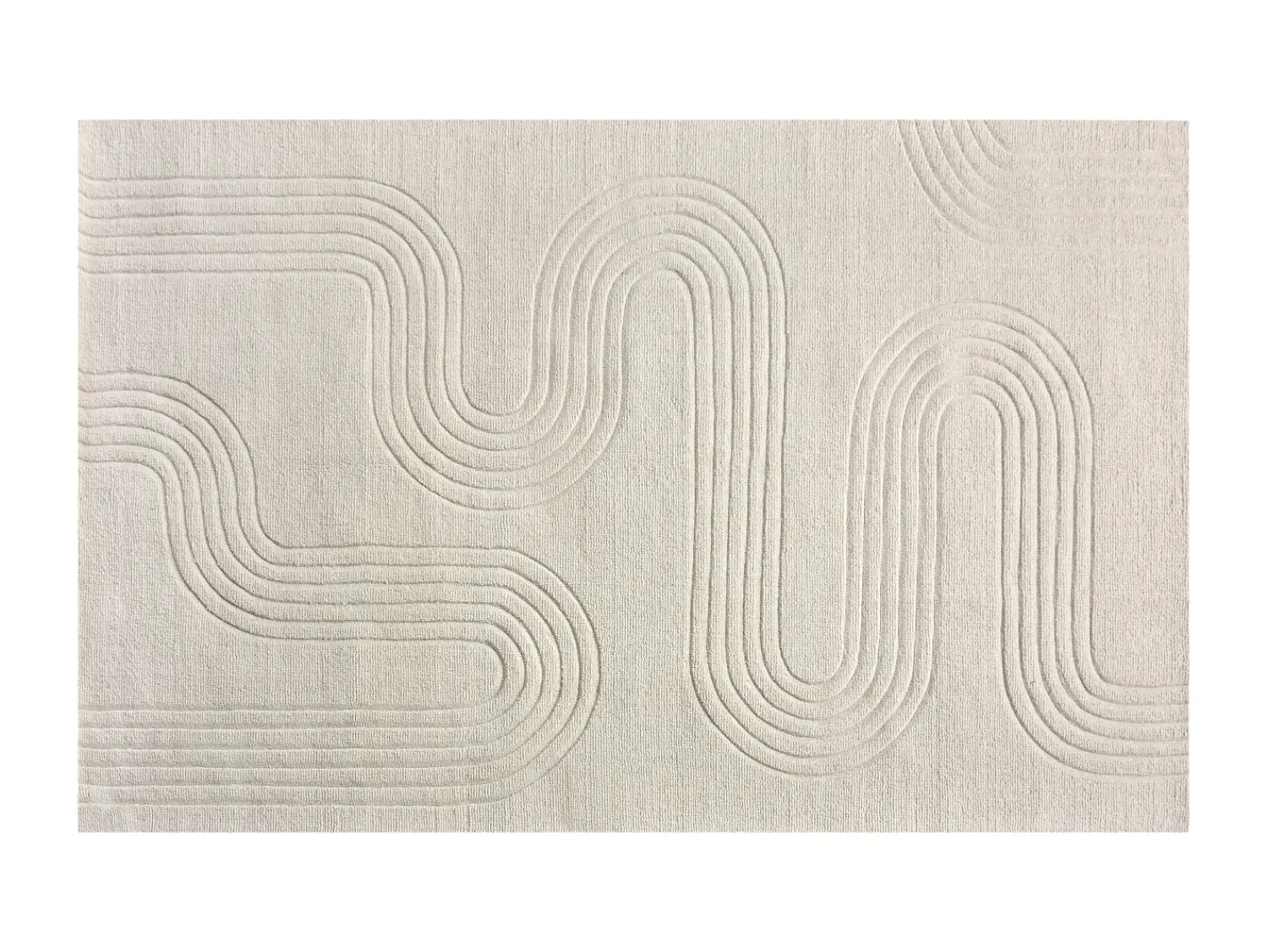 Sale OZAIA Alfombra en relieve 100% lana tufted a mano motivo abstracto, 200 x 290 cm, , LISANDRA Marfil