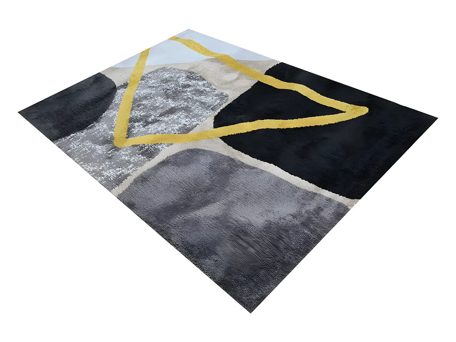 OZAIA Alfombra De Salón^Alfombra estilo contemporáneo PICADILLY - poliéster - 160 x 230 cm - Gris, negro y dorado Gris antracita / Gris