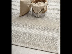 Alfombra Exterior Interior diseño moderno - Beige - 120 x 120 cm - CALGARY