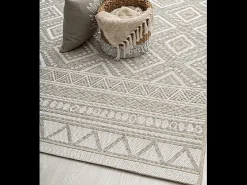 Hot the carpet Alfombra Exterior Interior diseño moderno - Beige - 120 cm Redondo - CALGARY Crema