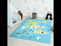 the carpet Alfombra De Salón|Alfombra Infantil^Alfombra Happy Life de Aprendizaje - - 120x160 cm Azul