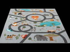 the carpet Alfombra De Salón|Alfombra Infantil^Alfombra Happy Life Juego Safari - - 200x290 cm Gris
