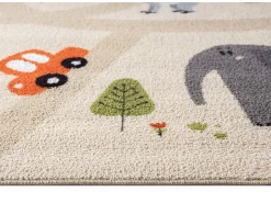 the carpet Alfombra De Salón|Alfombra Infantil^Alfombra Happy Life Juego Safari - - 160 cm Redonda Beige