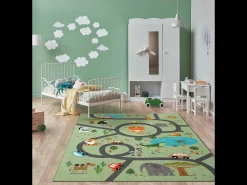 the carpet Alfombra De Salón|Alfombra Infantil^Alfombra Happy Life Juego Safari - - 140x200 cm Verde