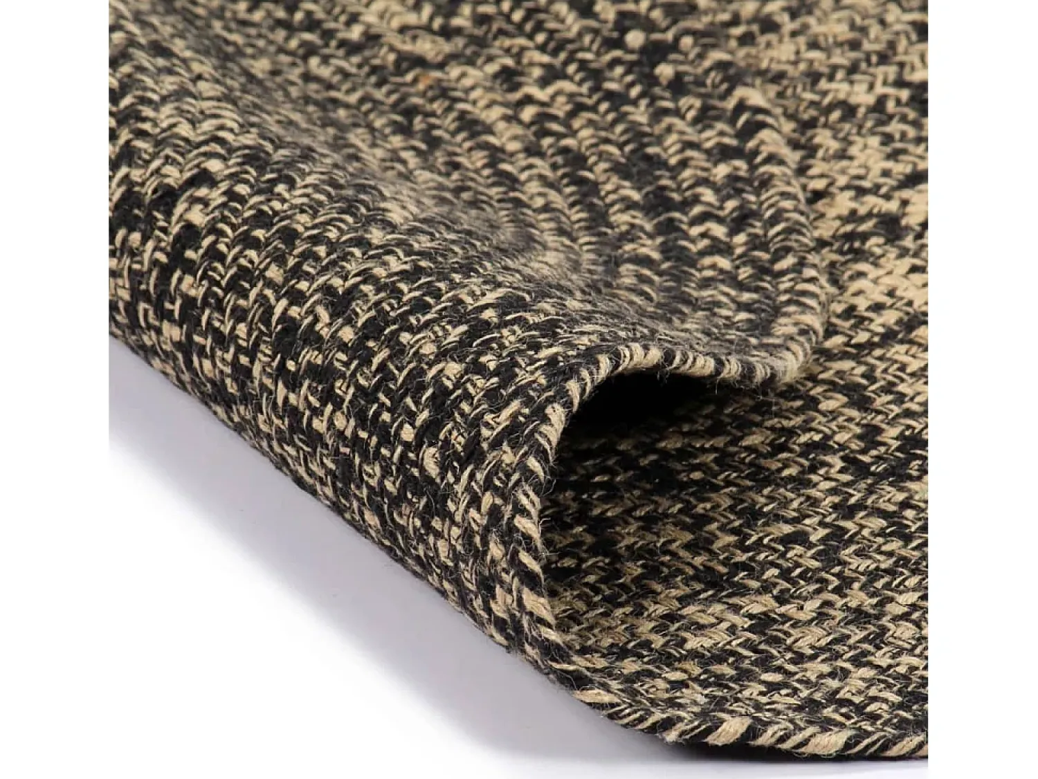 Outlet Clicnbuy Alfombra hecha a mano de yute negra y natural 90 cm Negro