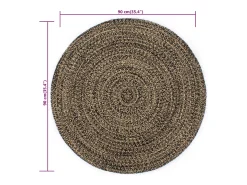 Outlet Clicnbuy Alfombra hecha a mano de yute negra y natural 90 cm Negro