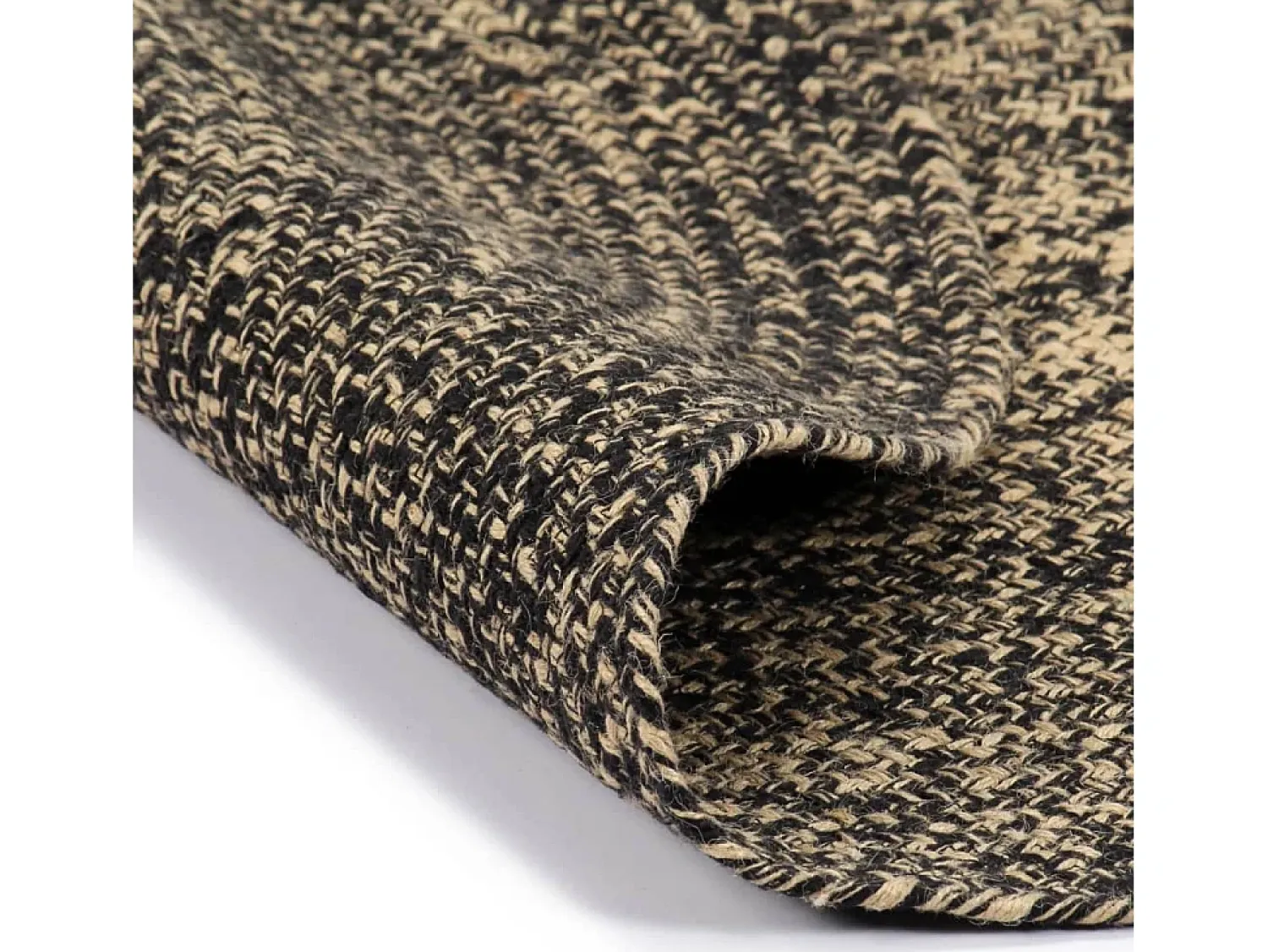 Sale Alfombra hecha a mano de yute negra y natural 150 cm ES98933 Negro