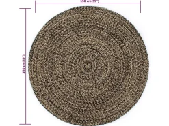 Sale Alfombra hecha a mano de yute negra y natural 150 cm ES98933 Negro