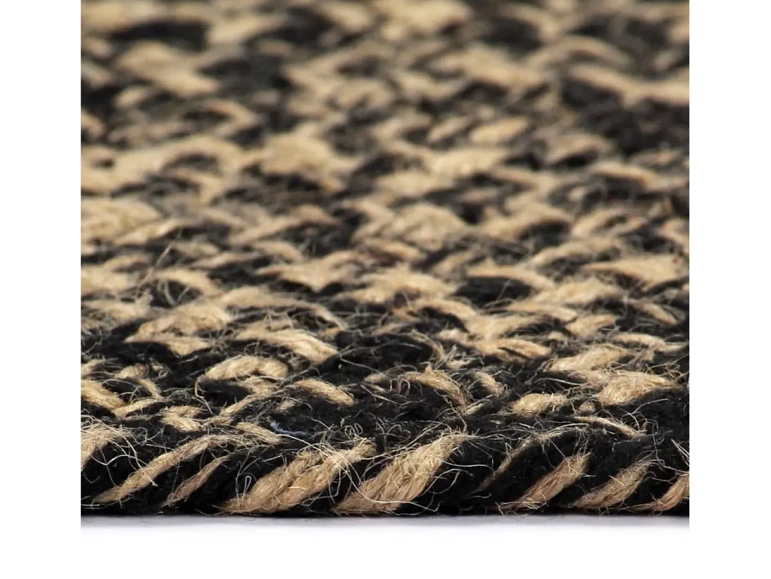 Sale Alfombra hecha a mano de yute negra y natural 150 cm ES98933 Negro