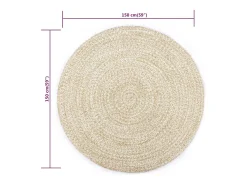 Alfombra hecha a mano de yute blanca y natural 150 cm