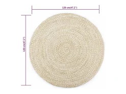 Hot Clicnbuy Alfombra hecha a mano de yute blanca y natural 120 cm Blanco