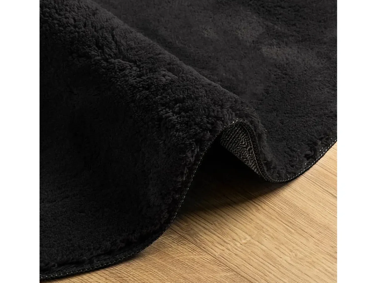 Online Alfombra HUARTE de pelo corto suave y lavable en color Ø 100 cm Negro