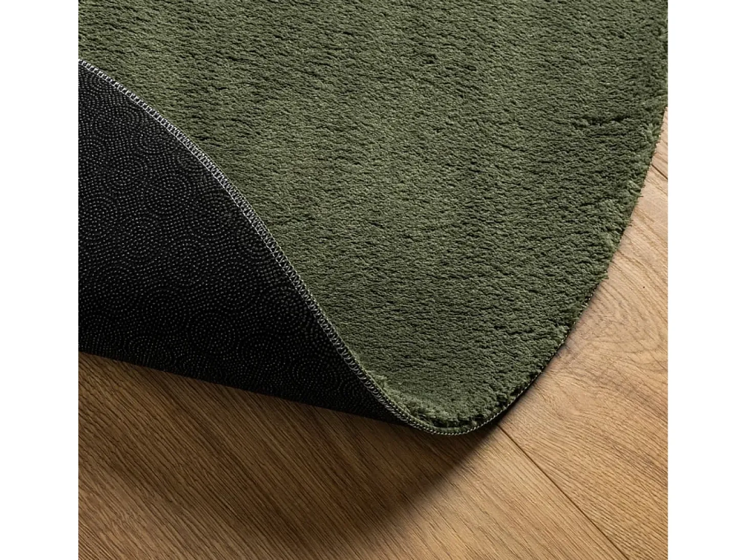 Alfombra HUARTE de pelo corto suave y lavable, verde bosque, Ø 100 cm