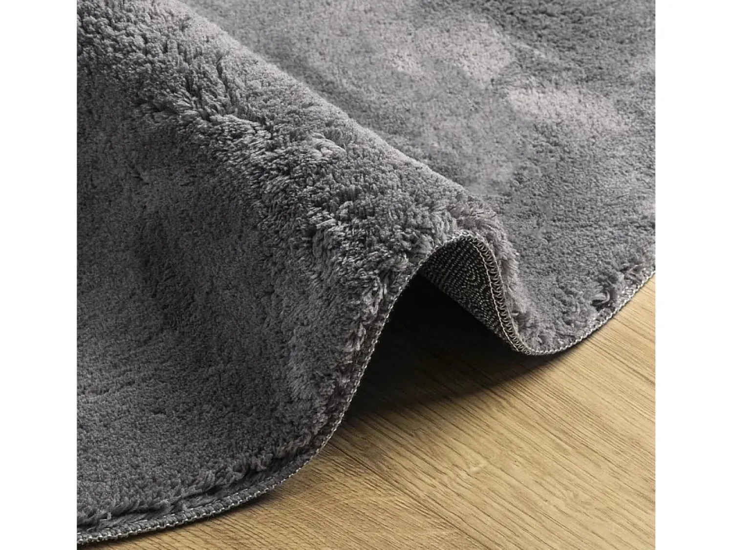 New Alfombra HUARTE de pelo corto suave y lavable en color antracita Ø 160 cm Gris