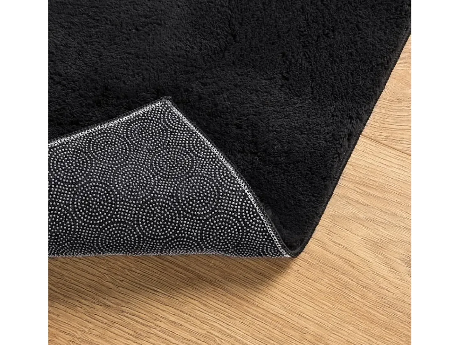 New Alfombra HUARTE de pelo corto suave y lavable negra 160x230 cm Negro
