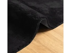 New Alfombra HUARTE de pelo corto suave y lavable negra 160x230 cm Negro