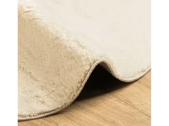New Alfombra HUARTE de pelo corto suave y lavable en color crema, Ø 100 cm Blanco