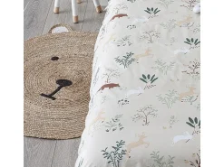 Atmosphera for Kids Alfombra Infantil Redonda 100 cm en Yute Natural con Motivo Cabeza de Osito - Decoración Moderna y Fácil de Mantener Beige
