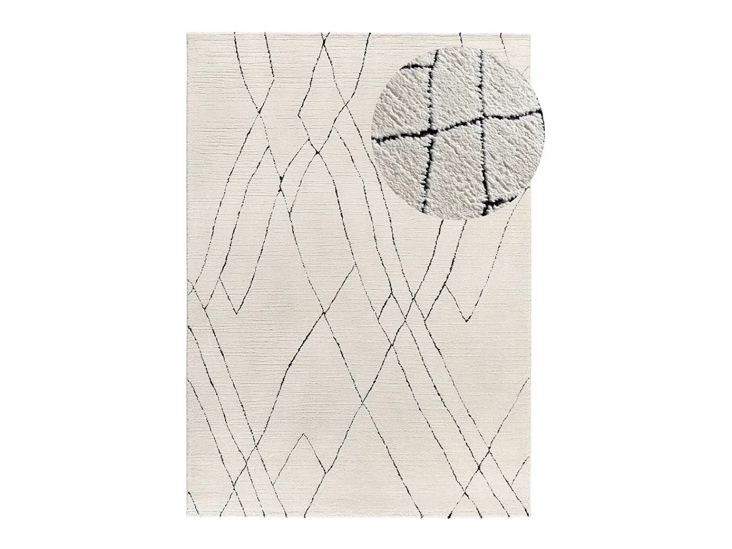 Alfombra De Salón^Alfombra interior - bereber con relieve - blanco - 160 x 230 cm - TURIN Negro / Blanco