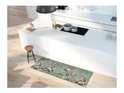 Alfombra De Cocina^Alfombra interior - dibujos con flores - multicolor - 52 x 200 cm - RICCI Verde