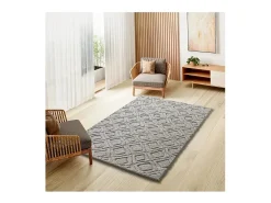 Alfombra interior - escandinavo con relieve - gris - 126 x 190 cm - JUNO