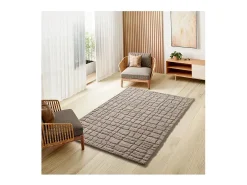 Best Alfombra interior - escandinavo con relieve - piedra - 126 x 190 cm - JUNO Topo