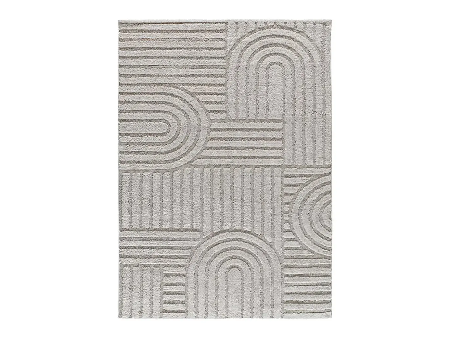 Alfombra interior - geométrico con relieve - gris - 152 x 235 cm - JUNO