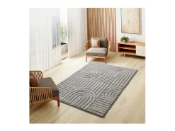 Alfombra interior - geométrico con relieve - gris - 152 x 235 cm - JUNO