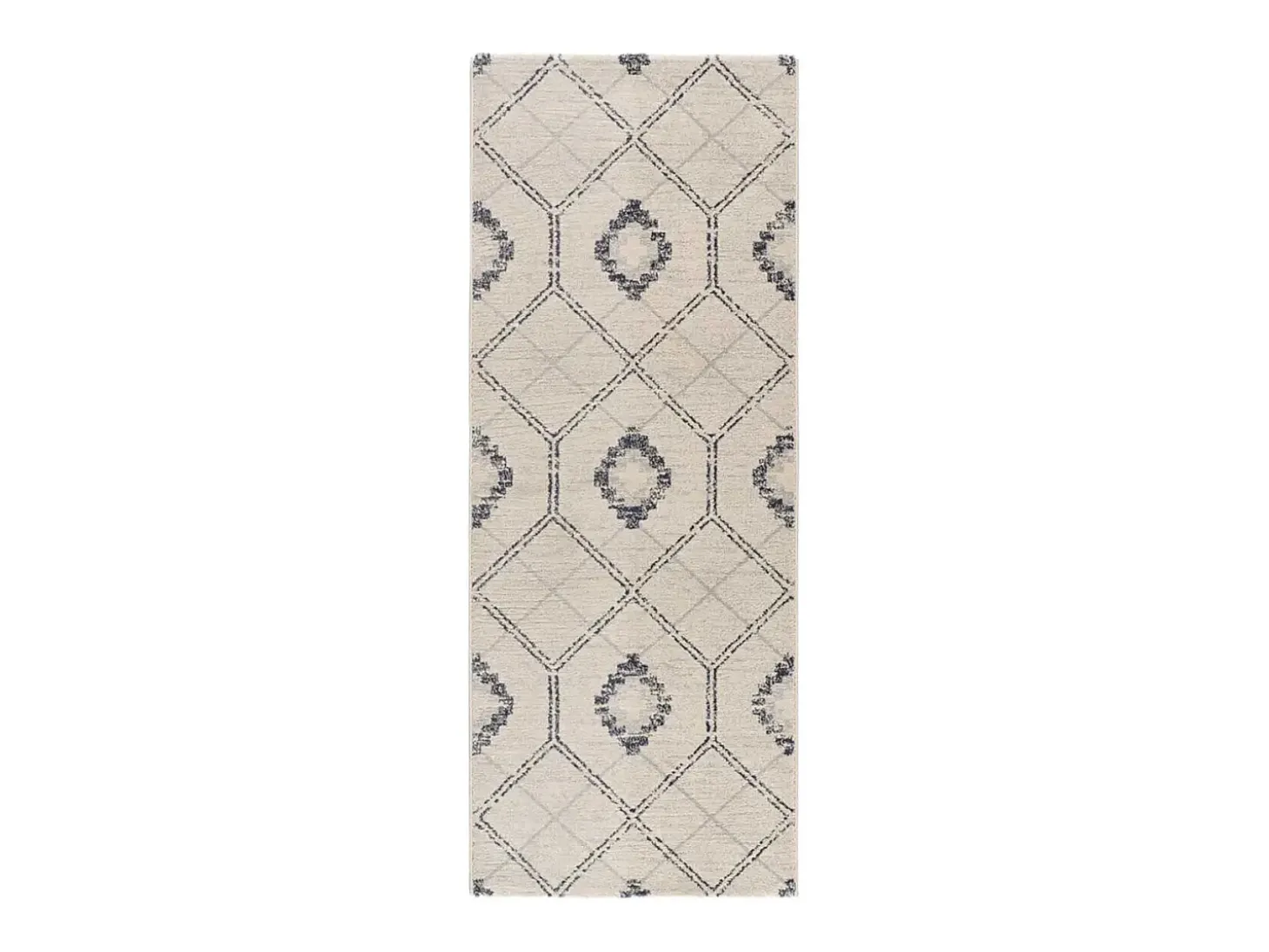 Alfombra interior - geométrico - azul / blanco - 80 x 200 cm - SIROCO