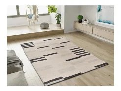 Alfombra De Salón^Alfombra interior - geométrico - beige / negro - 80 x 150 cm - LESSIA Negro / Beige