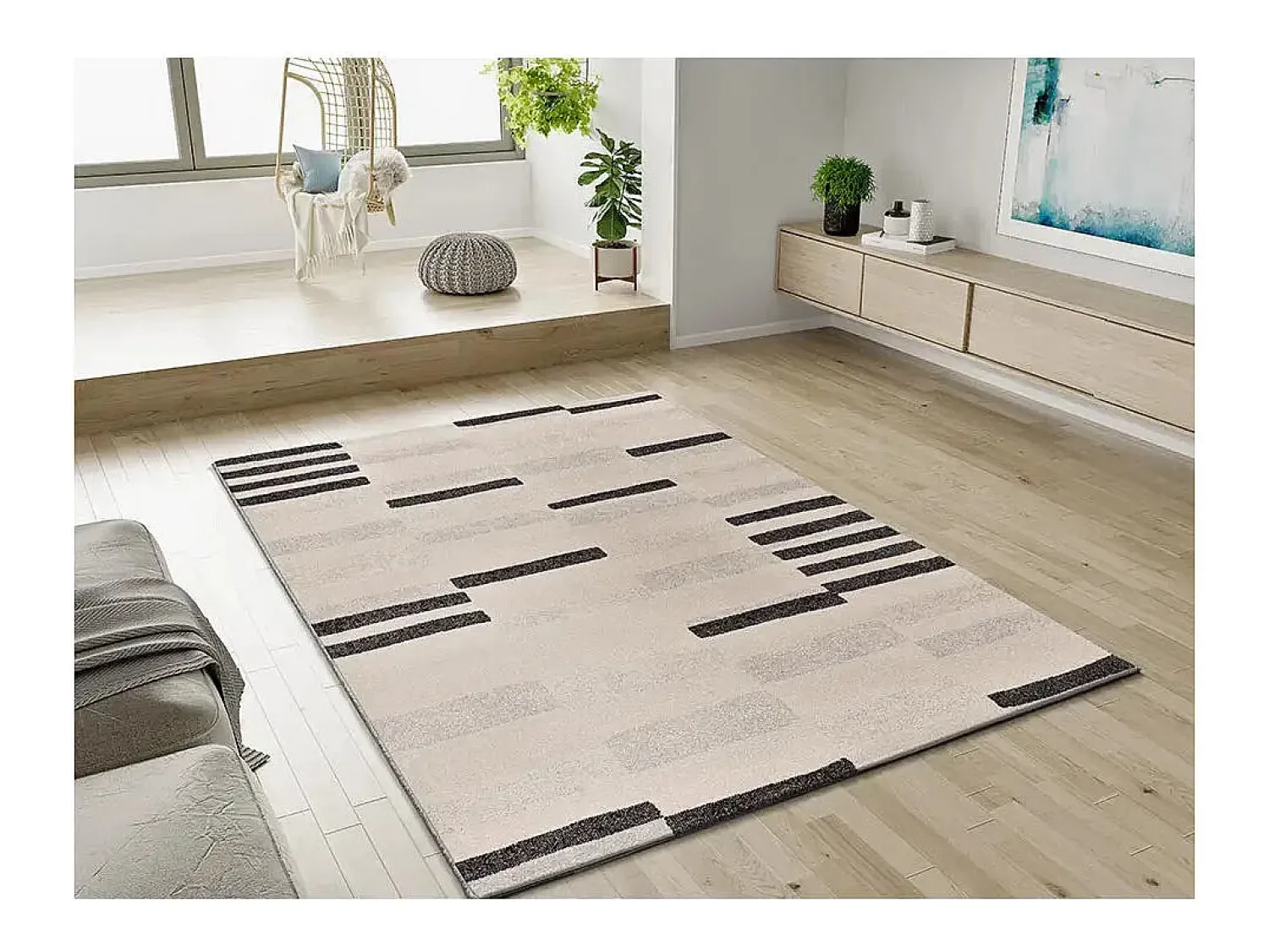 Alfombra De Salón^Alfombra interior - geométrico - beige / negro - 80 x 150 cm - LESSIA Negro / Beige