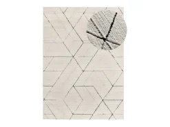 Outlet Alfombra interior - geométrico con relieve - blanco - 120 x 170 cm - TURIN Negro / Blanco
