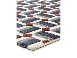 Hot Alfombra interior - geométrico con relieve - - 160 x 230 cm - AMARA Azul / Blanco